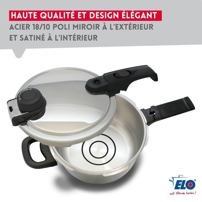 Autocuiseur vapeur - FACKELMANN - Elo Mistral Premium - Acier inoxydable 18/10 - 22 cm - 4,5 litres