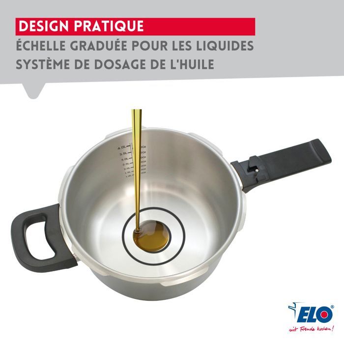 Autocuiseur vapeur - FACKELMANN - Elo Mistral Premium - Acier inoxydable 18/10 - 22 cm - 4,5 litres
