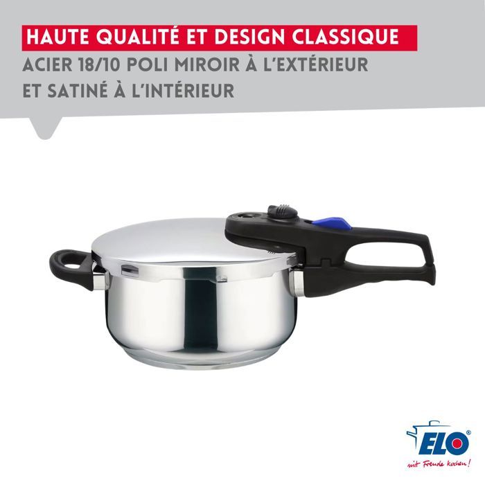 Autocuiseur vapeur - FACKELMANN - Elo Praktika - Acier inoxydable 18/10 - 22 cm - 4 litres