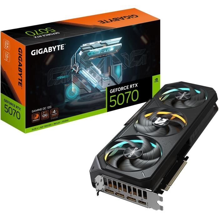 Carte graphique - GIGABYTE - GeForce RTX 5070 GAMING OC 12G - 12 Go GDDR7 - 192 bits - NVIDIA DLSS 4