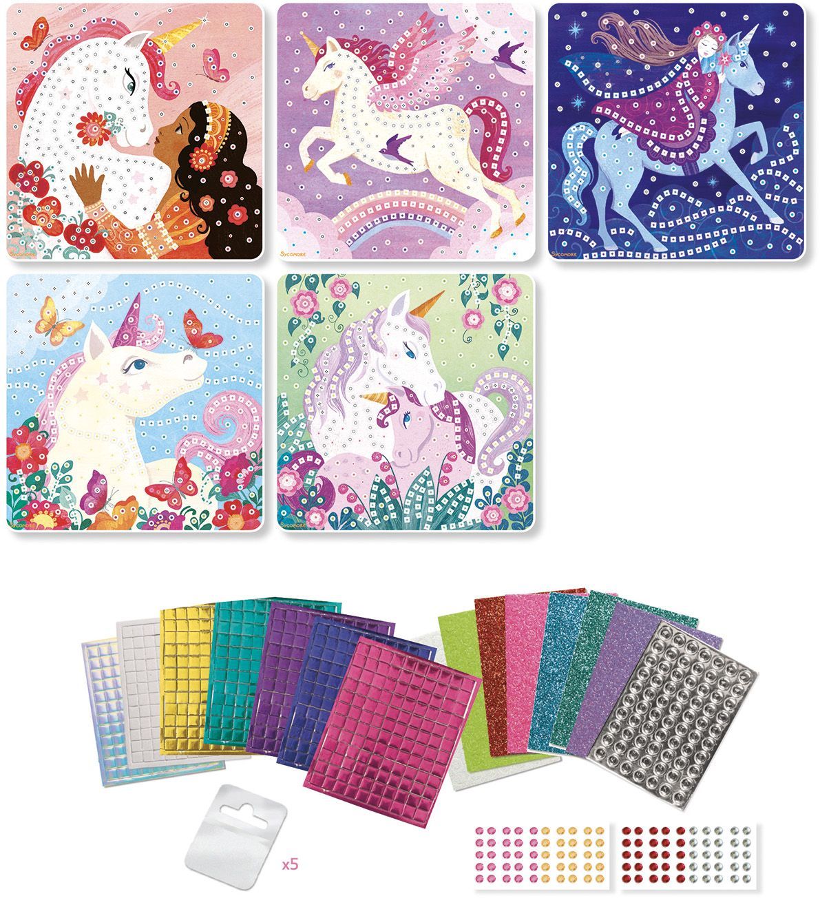 Mosaiques - SYCOMORE - Stick'N Fun - Licornes - Des 5 ans