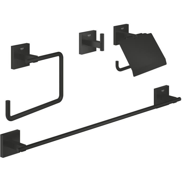 Set d'accessoires 4 en 1 - GROHE - 411152430 - Start Cube - Noir mat