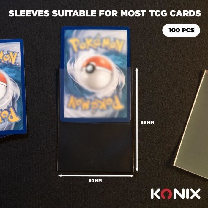 Protege-cartes - KONIX - Perfect Sleeves - 100 pochettes - Compatible Magic The Gathering, Pokémon -Transparent