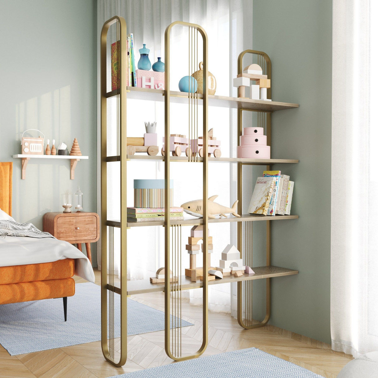 Bibliotheque baroque - SIERRA - 124 x 182 x 26 cm - Glam Jaune