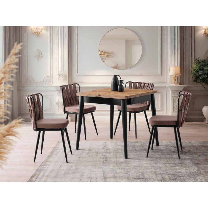 Table a manger - TOTEM - Extensible - Carré - 4 personnes - 80 x 75 x 80 cm - Pin atlantique
