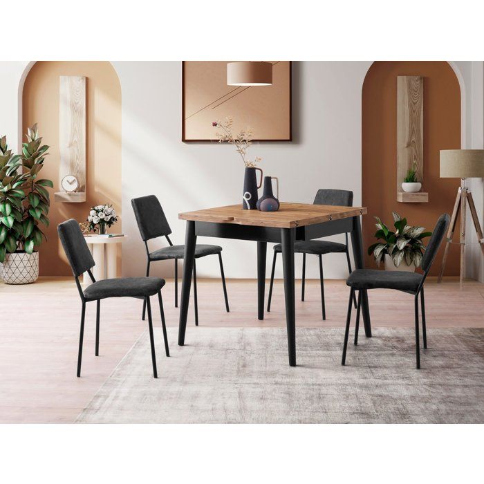 Table a manger - TOTEM - Extensible - Carré - 4 personnes - 80 x 75 x 80 cm - Pin atlantique