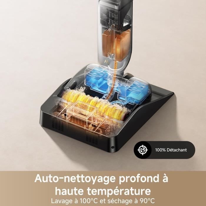 MOVA X4 Pro - Aspirateur Laveur - Lavage a l'eau chaude - Anti-enchevetrement - Auto-nettoyage a 100 C - Aspiration de 20 kPa