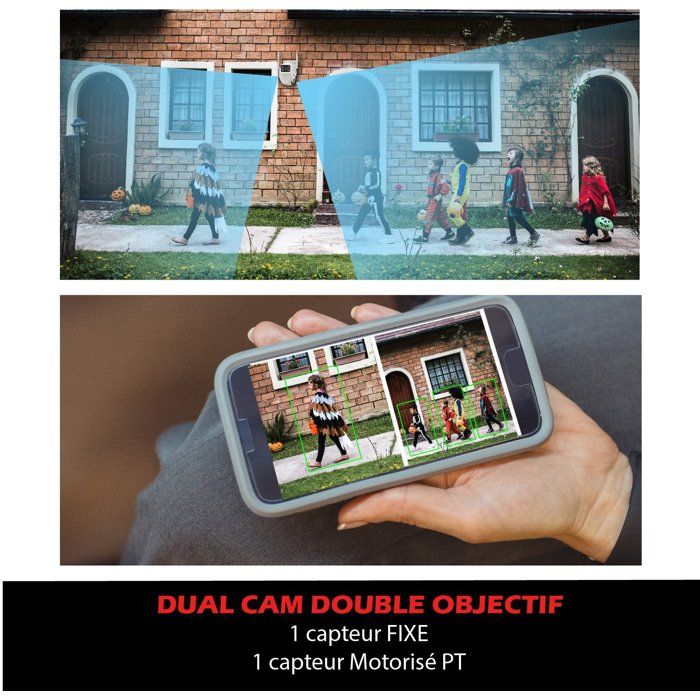 Caméra extérieure connectée - KYF - Wifi - Rotative PT- Doubles capteurs 2 x 3MP