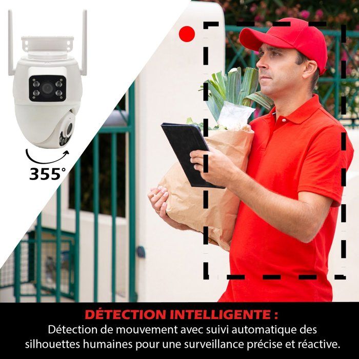 Caméra extérieure connectée - KYF - Wifi - Rotative PT- Doubles capteurs 2 x 3MP