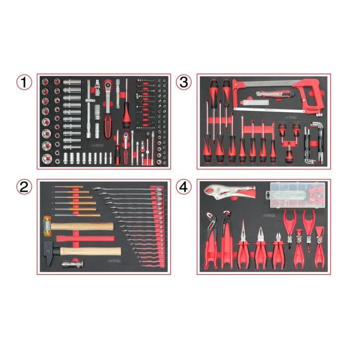 Servante d'atelier - Equipťe - 6 tiroirs - KS Tools - 824.6536F - Noir - 265 outils - Fabriquťe en France