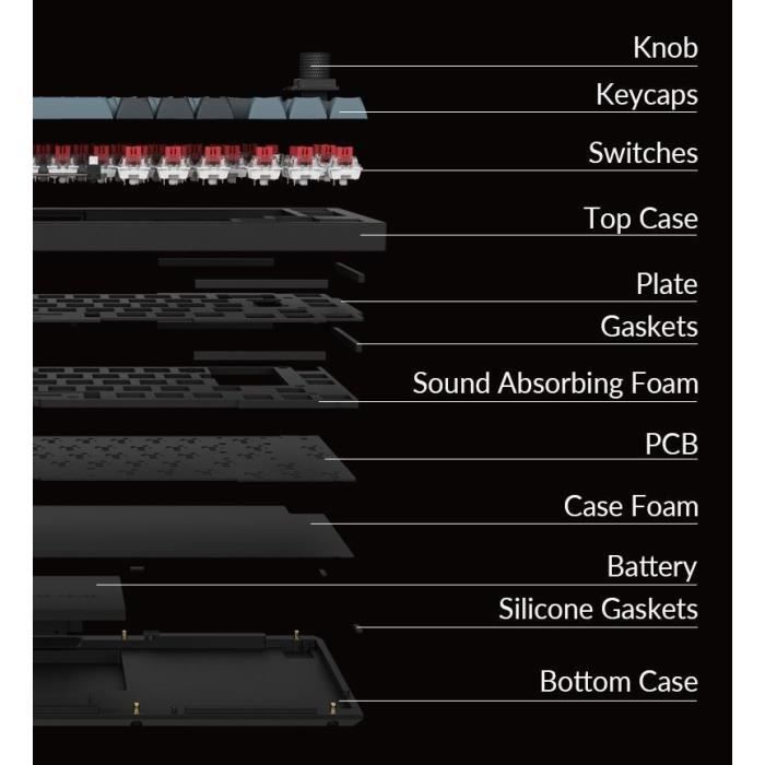 Clavier mécanique gamer - Switch mécanique Red - KEYCHRON Q2 Pro - ANSI - Rétroéclairage RGB