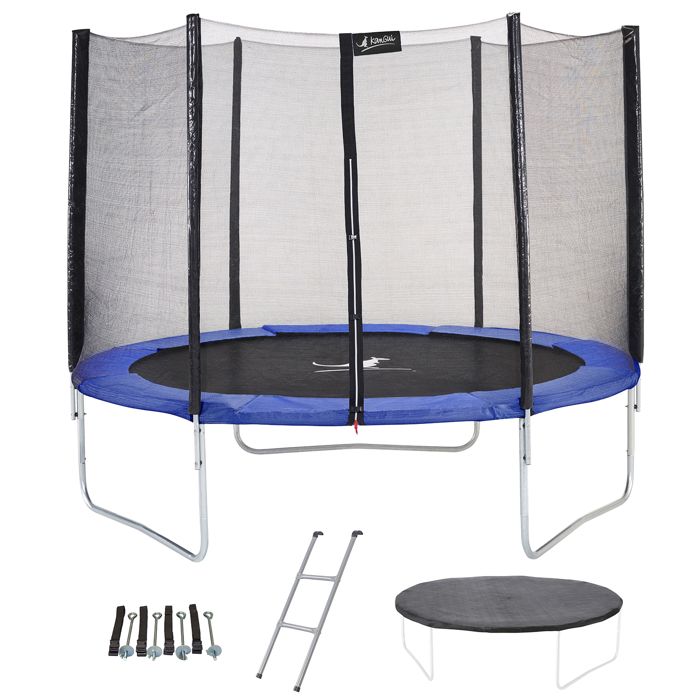 Trampoline bleu avec échelle, couverture de propreté et kit d'ancrage Ø300cm
