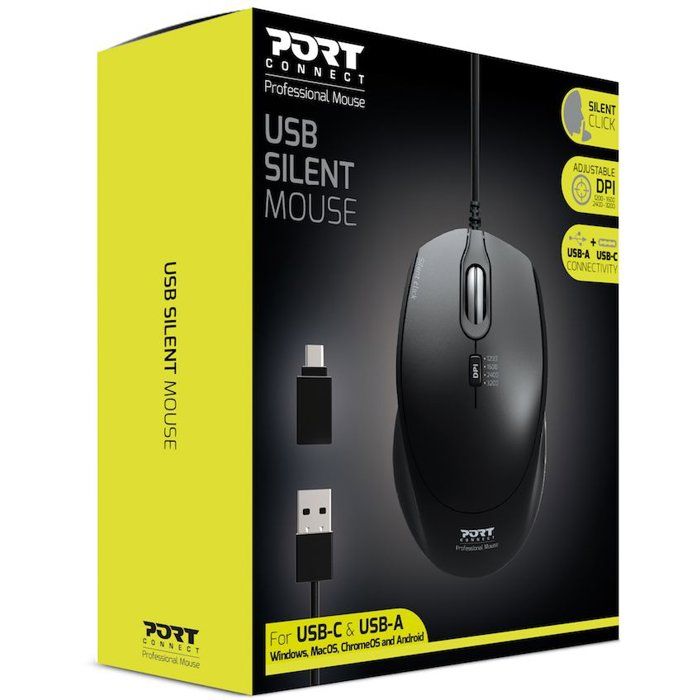 Souris sans fil - PORT Designs - 900711-B - USB-A & USB-C - 2.4 GHz - Compacte - Blanc