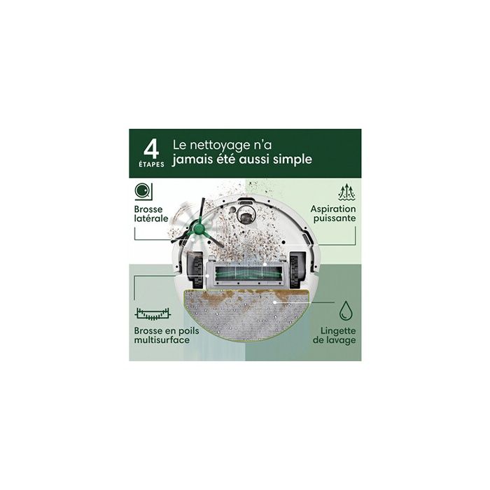 Aspirateur Robot Laveur - IROBOT Roomba 105 Combo + Autoempty - 2h - 7000 Pa - 400 ml - Blanc
