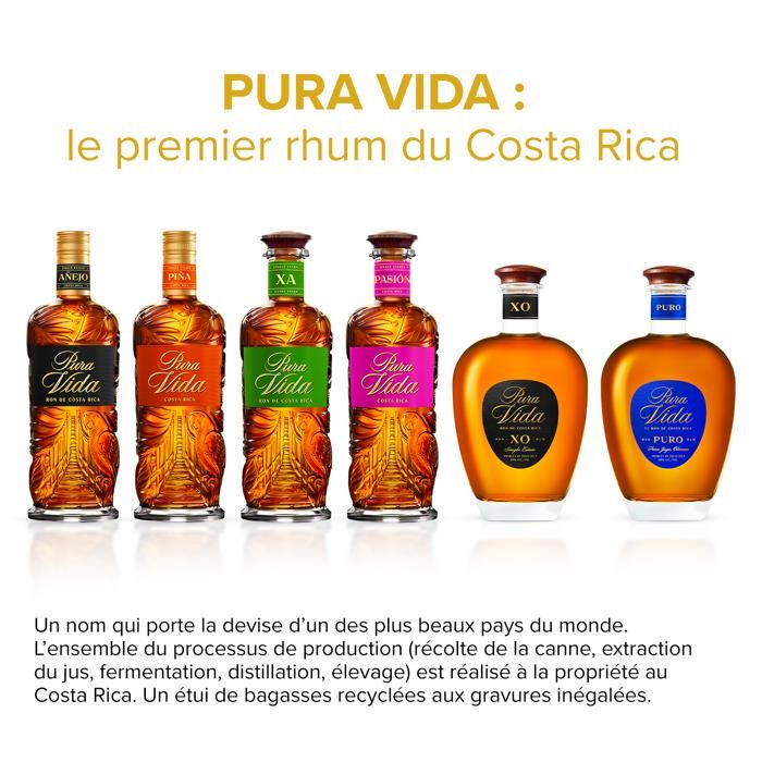 PURA VIDA - X.A - Rhum Brun - 40 % Alcool - Origine : Costa Rica - Bouteille 70 cl