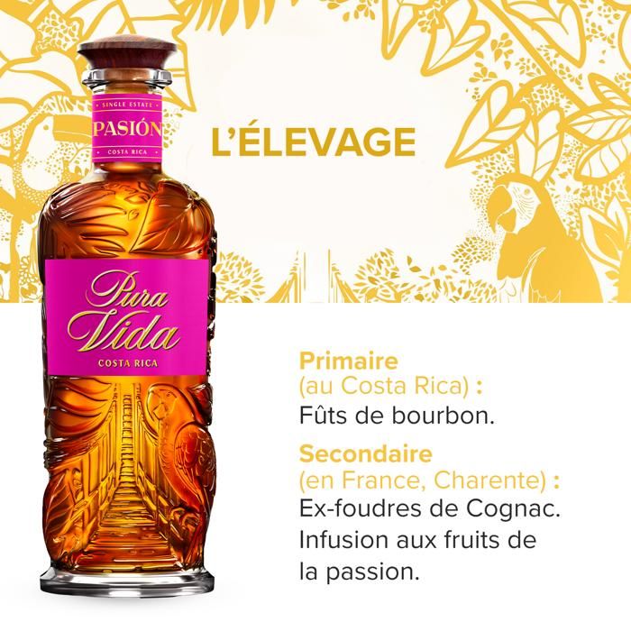 PURA VIDA - Pasión - Spiritueux a Base de Rhum - XO - 38.0 % Vol. - 70 cl