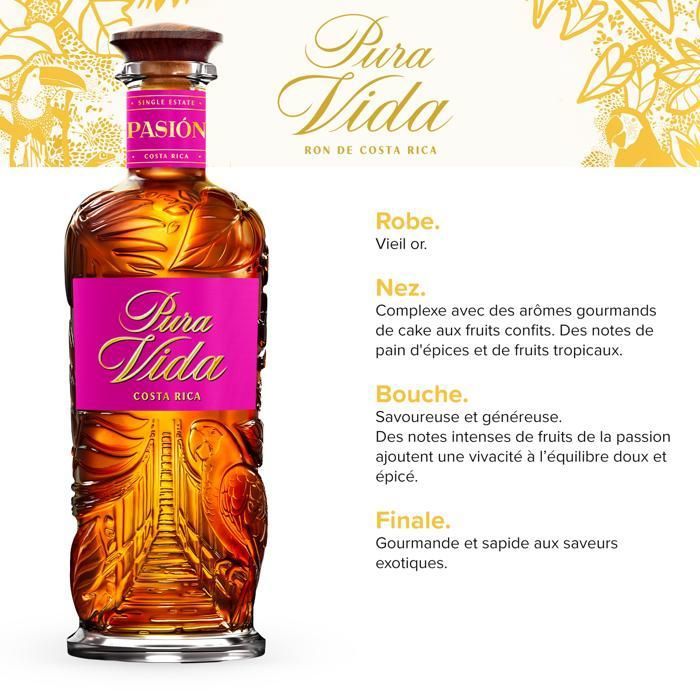 PURA VIDA - Pasión - Spiritueux a Base de Rhum - XO - 38.0 % Vol. - 70 cl