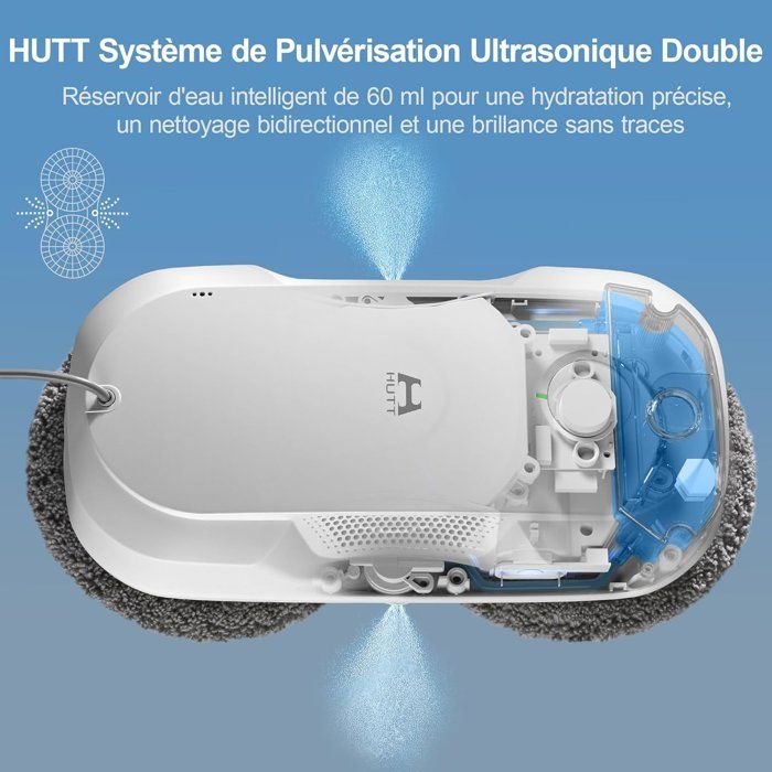 HUTT DDC56 Robot Laveur de Vitre - Robot Nettoyeur de Vitres avec Double Pulvérisation d'eau - Systeme de Protection