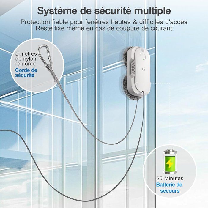 HUTT DDC56 Robot Laveur de Vitre - Robot Nettoyeur de Vitres avec Double Pulvérisation d'eau - Systeme de Protection