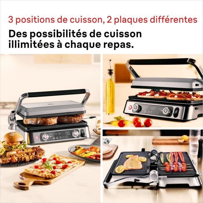 Grill multifonctions - BRAUN - Multi Grill 9 Pro - 2200 W - 3 positions de chauffe - Noir / Acier
