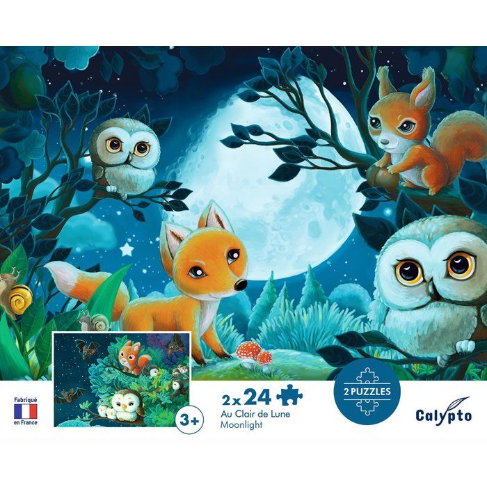 2 Puzzles - SENTOSPHERE - 24 pieces - Au clair de Lune - Observation - Mémoire - Logique - Des 3 ans