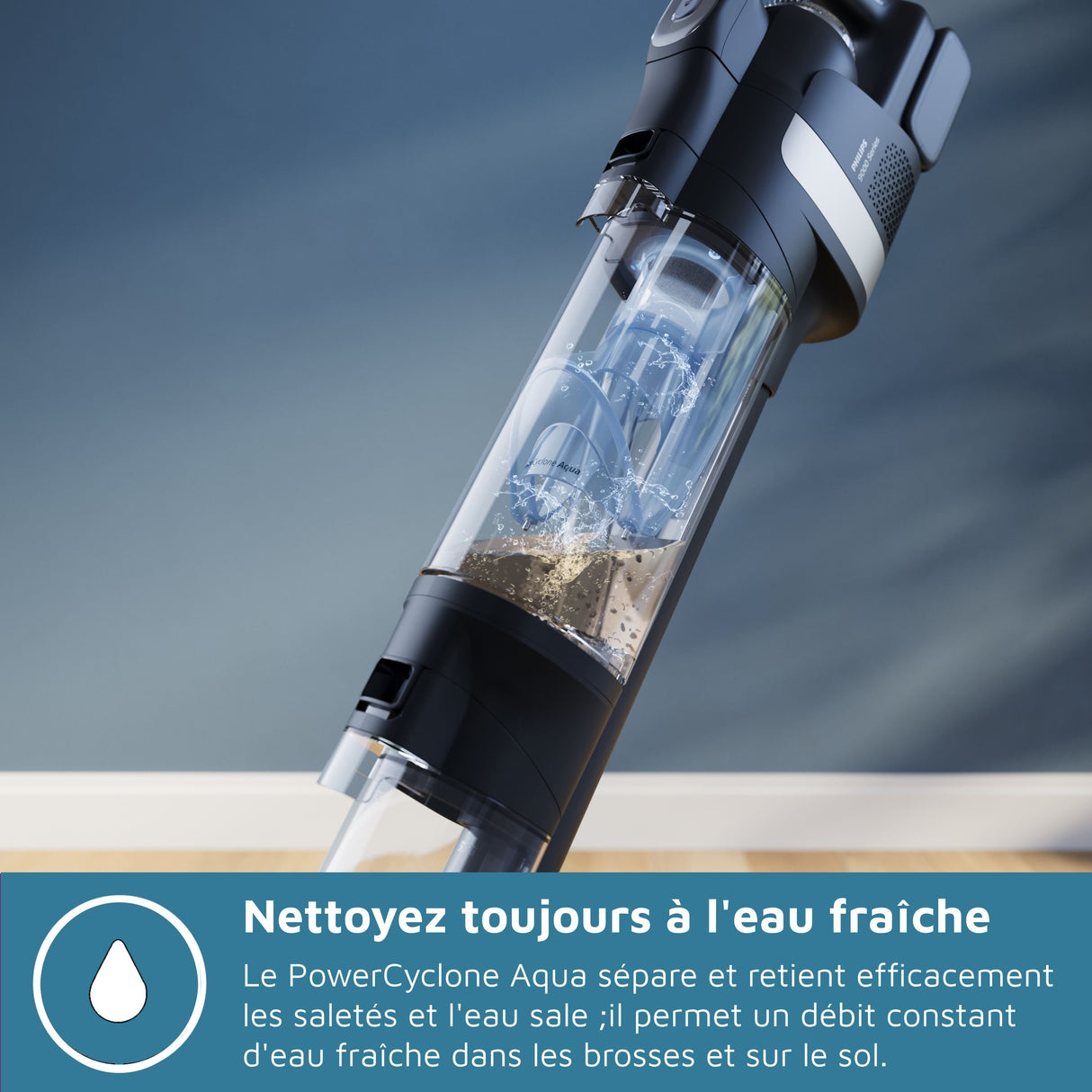 Aspirateur balai laveur 3-en-1 - PHILIPS - XW9463/10 - Série 9000 - PowerCyclone AquaTrio - 4000 tours/min - Noir