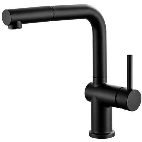 Mitigeur évier - Noir mat - Bec orientable - EDOUARD ROUSSEAU - CARRÉ