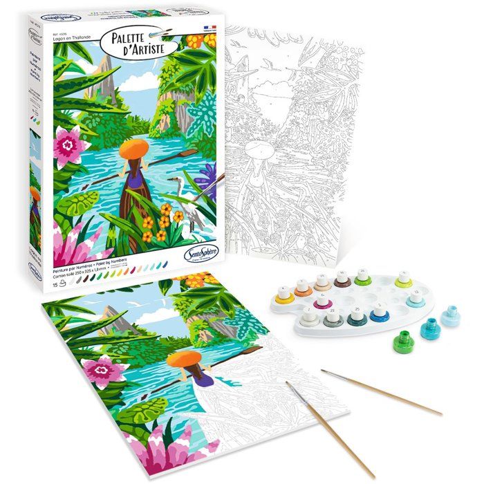 Peinture acrylique - SENTOSPHERE - Palette D'artiste - Lagon en Thailande - Peinture a numéro pour adulte - Tableau toilée
