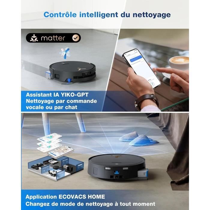 ECOVACS DEEBOT X9 PRO OMNI Robot Aspirateur Laveur - 16600Pa - Ultra-fin - Technologie BLAST - Auto-nettoyage instantané