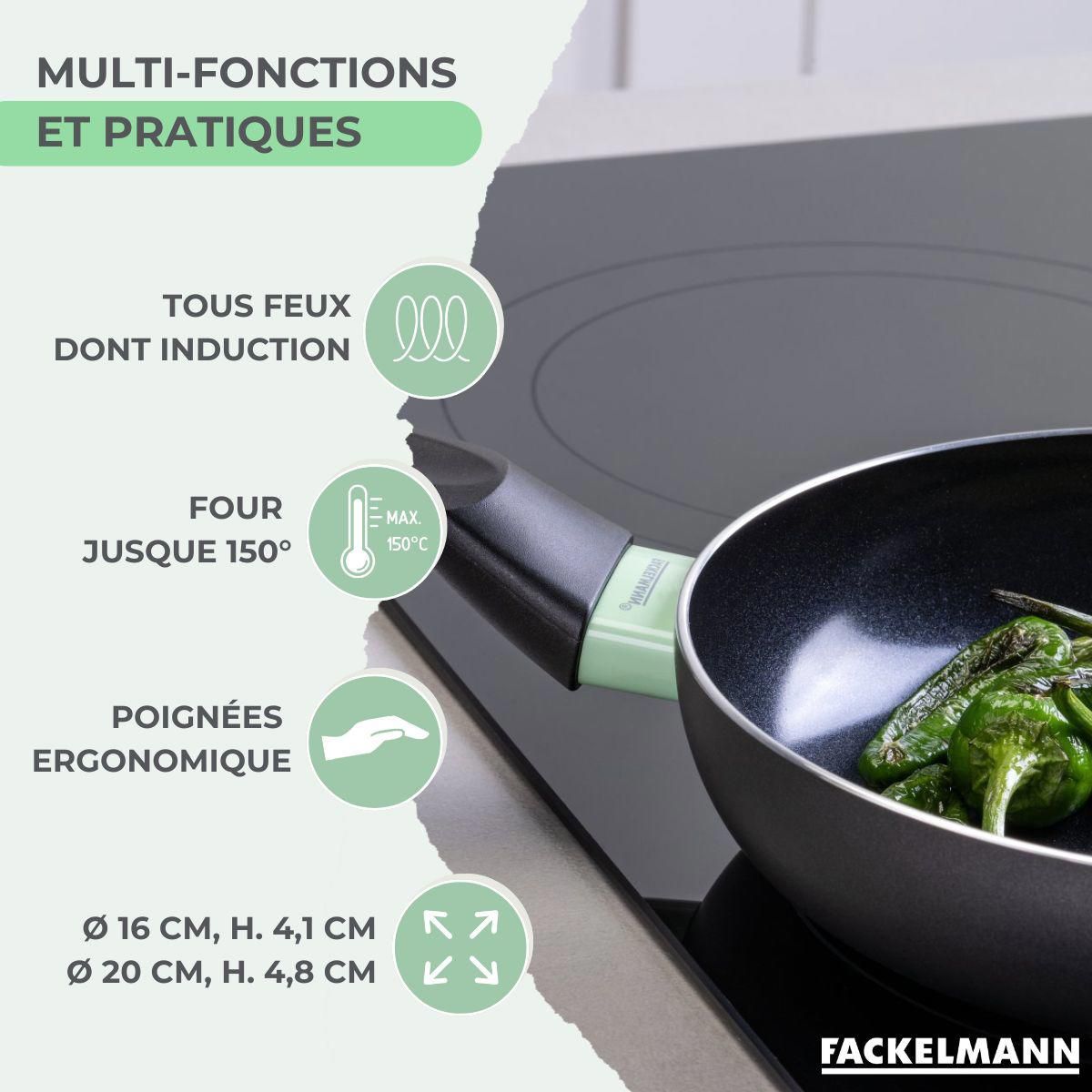 Set de 2 poeles - FACKELMANN - Brandao - Antiadhésives céramique - 16 et 20 cm