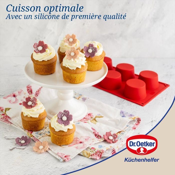 Ensemble de 2 moules a muffins 6 empreintes - DR oeTKER - Flexxibel Love - 30 x 18 cm