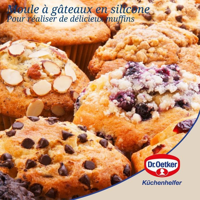 Ensemble de 2 moules a muffins 6 empreintes - DR oeTKER - Flexxibel Love - 30 x 18 cm