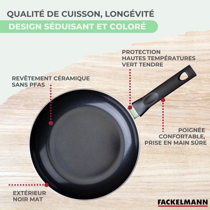 Set de 2 poeles - FACKELMANN - Brandao - Antiadhésives céramique - 24 et 28 cm