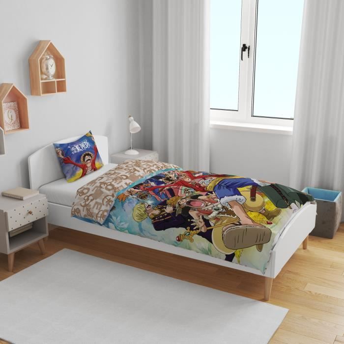 Parure de lit - ONE PIECE - Luffy et son équipage III - Microfibre - 1 housse de couette 140 x 200 cm + 1 taie 63 x 63 cm