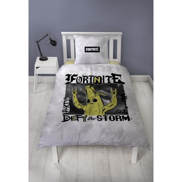 Parure de lit réversible - FORTNITE - Banane - Microfibre - 1 housse de couette 140 x 200 cm + 1 taie 63 x 63 cm