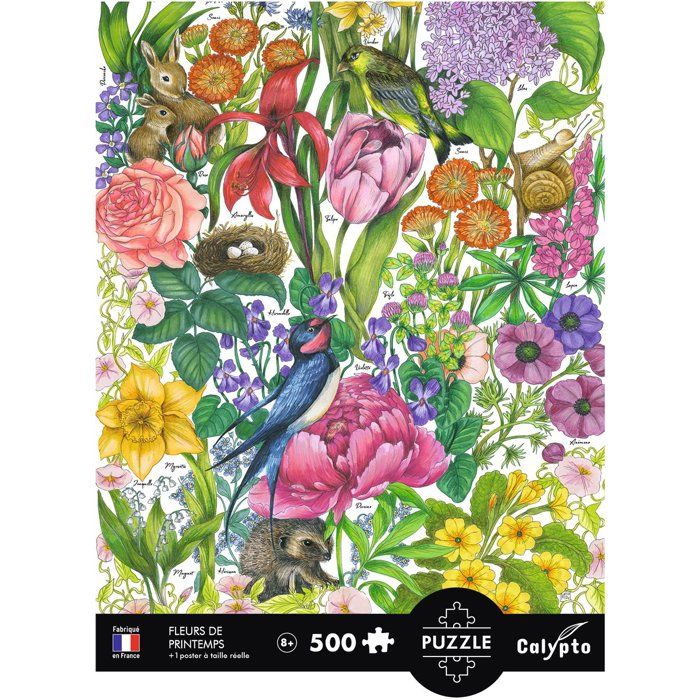 Puzzle - SENTOSPHERE - Calypto - 500 pieces - Les fleurs du Printemps - Toucher soyeux - Des 8 ans