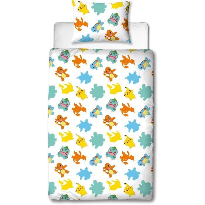 Parure de lit - POKEMON - Starter Evolution II - Microfibre - 1 housse de couette 140 x 200 cm + 1 taie 63 x 63 cm