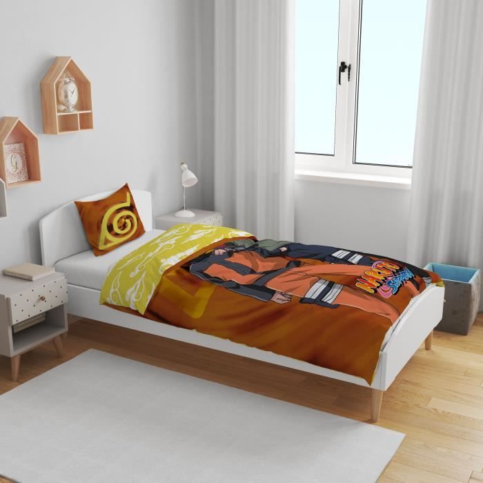 Parure de lit - NARUTO - Naruto et Kakashi - Microfibre - 1 housse de couette 140 x 200 cm + 1 taie 63 x 63 cm