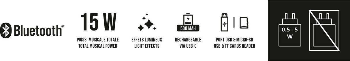 Enceinte bluetooth lumineuse - BIGBEN PARTY - Bleu
