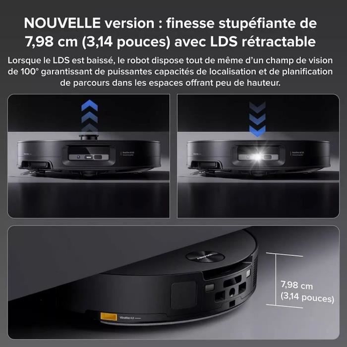 ROBOROCK SAROS 10 R&D System - Aspirateur Robot Laveur avec Base entierement autonome en eau - 22000 Pa - LDS rétractable