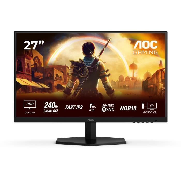 Ecran PC Gamer - AOC - 27'' - QHD - 240Hz - Fast IPS - 0,3ms - Q27G42ZE