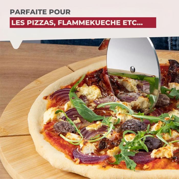 Ensemble de 2 Planches a pizza avec rainures de coupe - FACKELMANN - ō 32 cm