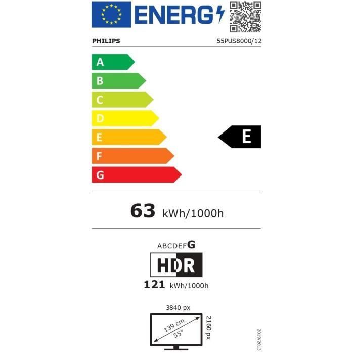 Philips 55PUS8000 Ambilight - TV LED 55 (139 cm) - 4K UHD 3840x2160 - HDR10+ - Smart TV - 3xHDMI