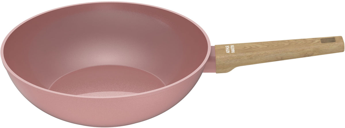 Wok - Tous feux dont induction - ARTHUR MARTIN - AM4944 - Revetement céramique - Ř 28 cm - Rose