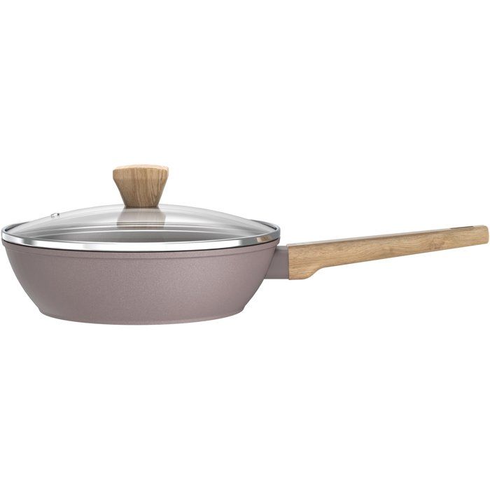 Sauteuse - Tous feux dont induction - ARTHUR MARTIN - AM9910 - Revetement céramique - Ř 28 cm - Couvercle et panier inox - Taupe