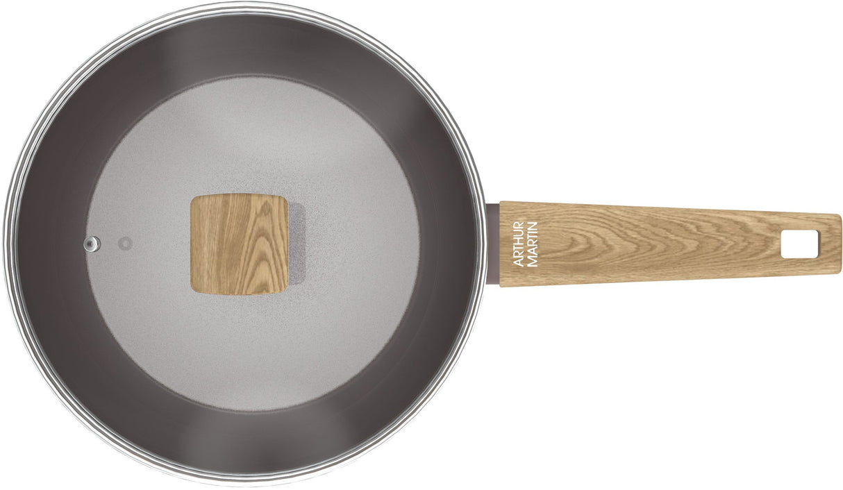 Sauteuse - Tous feux dont induction - ARTHUR MARTIN - AM9910 - Revetement céramique - Ø 24 cm - Couvercle et panier inox - Taupe