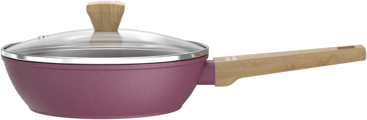 Sauteuse - Tous feux dont induction - ARTHUR MARTIN - AM3056 - Revetement céramique - Ø 24 cm - Couvercle et panier inox - Prune