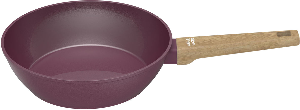 Sauteuse - Tous feux dont induction - ARTHUR MARTIN - AM3056 - Revetement céramique - Ø 24 cm - Couvercle et panier inox - Prune