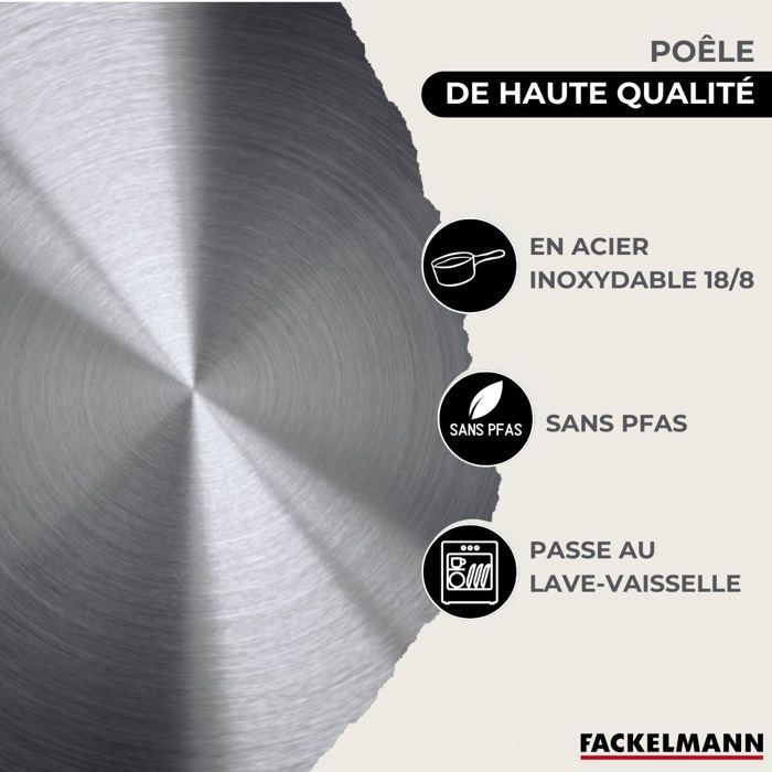 Set de 3 poęles 20 24 et 28 cm en inox Fackelmann Eterna