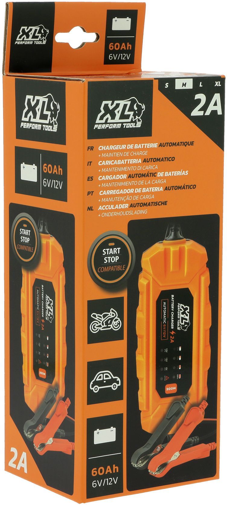 Chargeur batterie auto - XLPT - 2A - 35W - 12V - 3 m - IP65 - Protection inversion polarité/court-circuit/mauvaise batterie